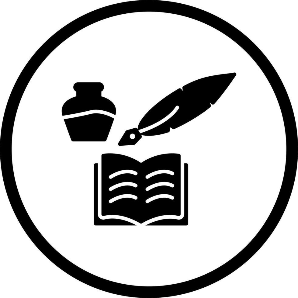 Unique Quill and Book Vector Icon