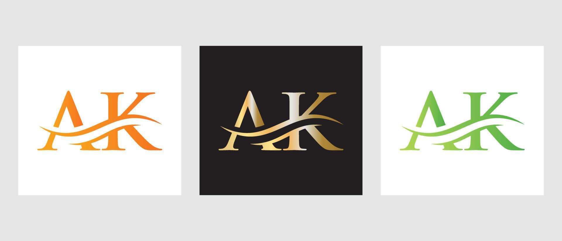 Initial Monogram Letter AK Logo Design. AK Logotype Template vector