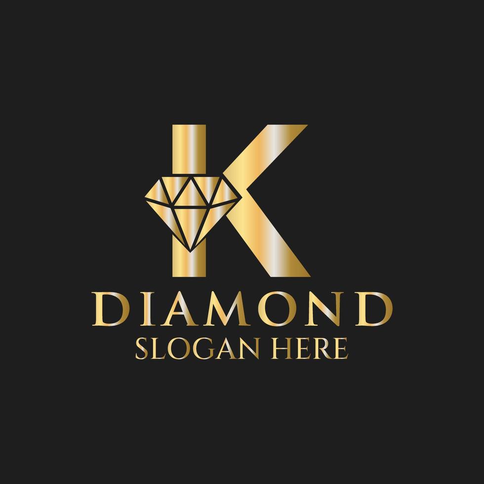 Letter K Diamond Logo Design. Jewelry Logo With Diamond Icon Vector Template