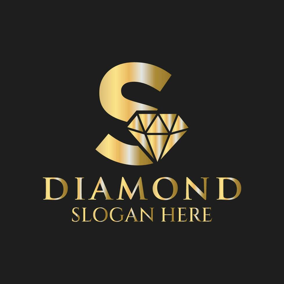 Letter S Diamond Logo Design. Jewelry Logo With Diamond Icon Vector Template