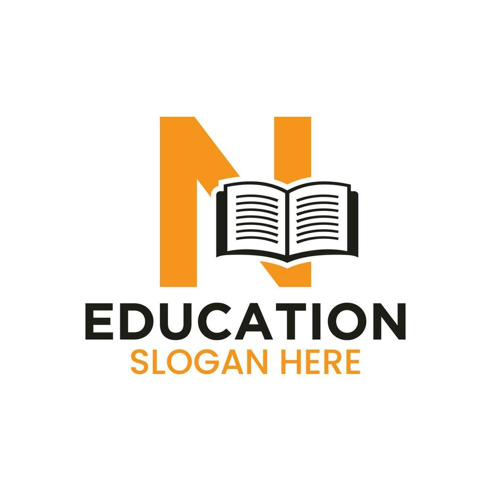 Letter N Education Logo Concept With Open Book Icon Template vector