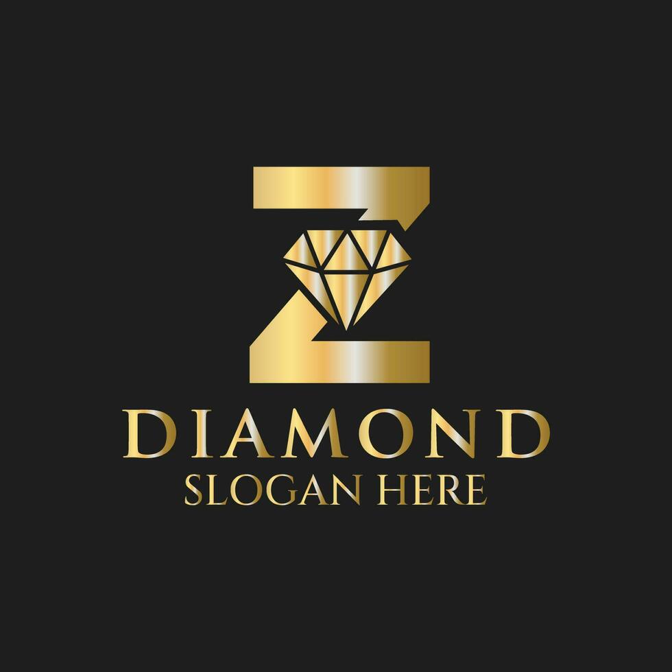 Letter Z Diamond Logo Design. Jewelry Logo With Diamond Icon Vector Template