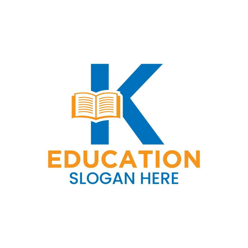 Letter K Education Logo Concept With Open Book Icon Template vector