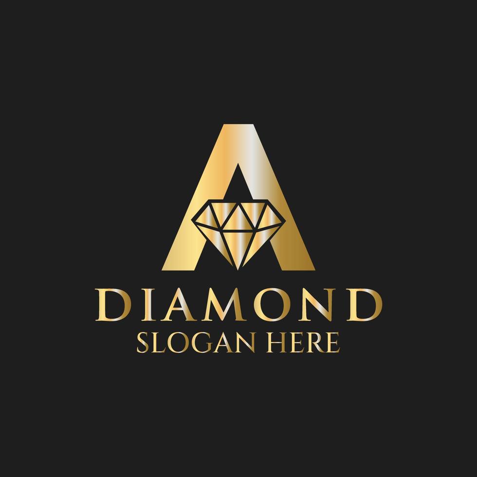letra un diamante logo diseño. joyería logo con diamante icono vector modelo