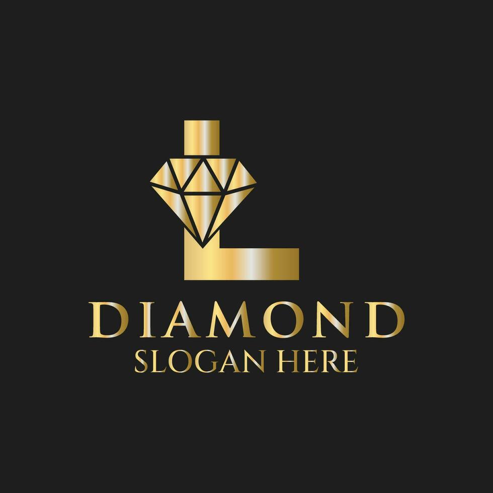 Letter L Diamond Logo Design. Jewelry Logo With Diamond Icon Vector Template