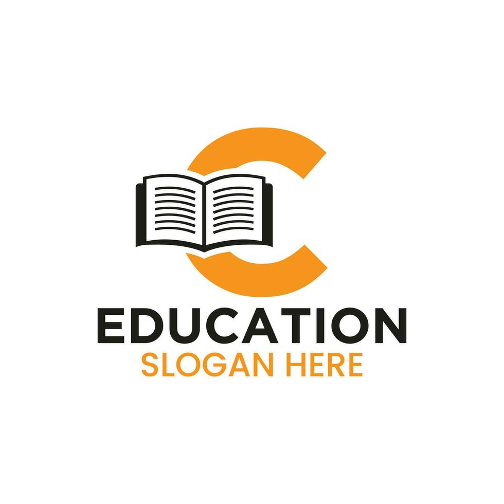 letra C educación logo concepto con abierto libro icono modelo vector