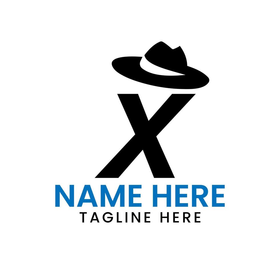 Letter X Gentlemen Hat Logo Design  Concept With Cowboy Hat Icon Template vector