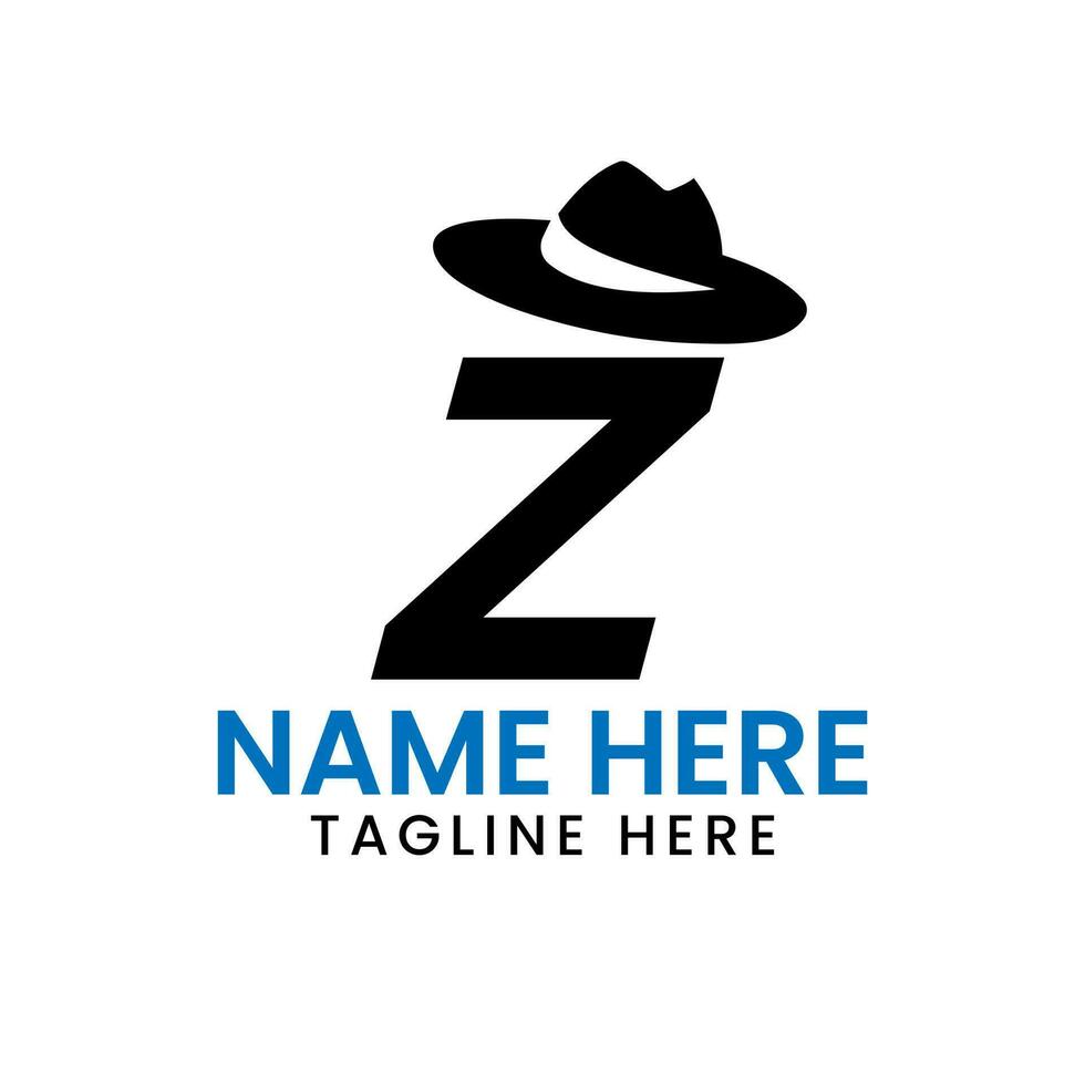 Letter Z Gentlemen Hat Logo Design  Concept With Cowboy Hat Icon Template vector