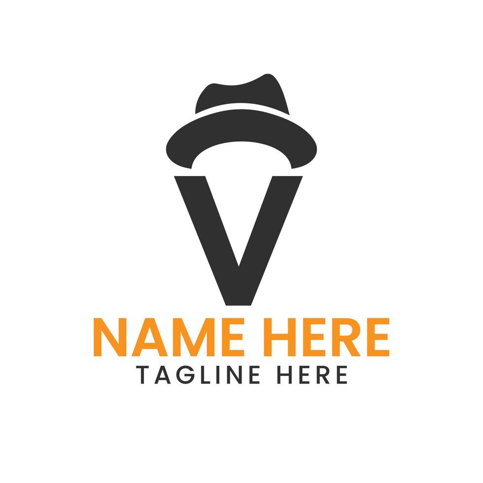 letra v caballeros sombrero logo diseño concepto con vaquero sombrero icono modelo vector