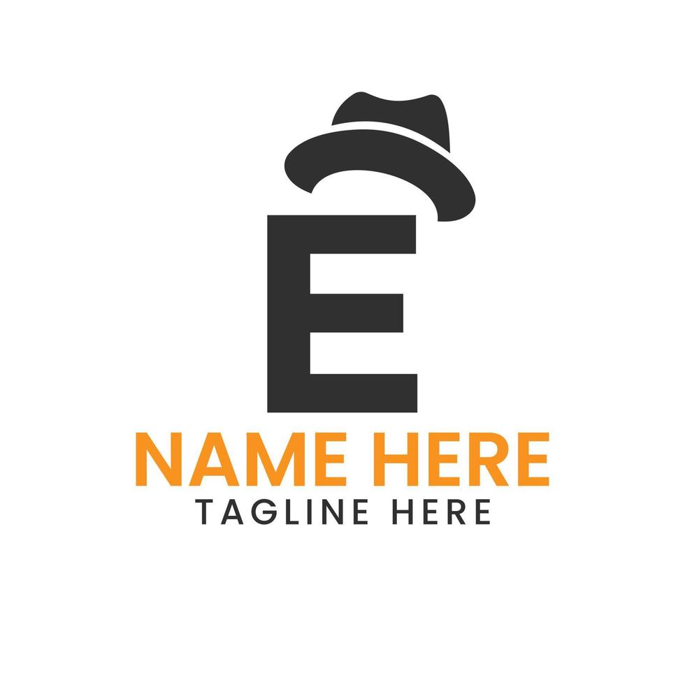 Letter E Gentlemen Hat Logo Design  Concept With Cowboy Hat Icon Template vector