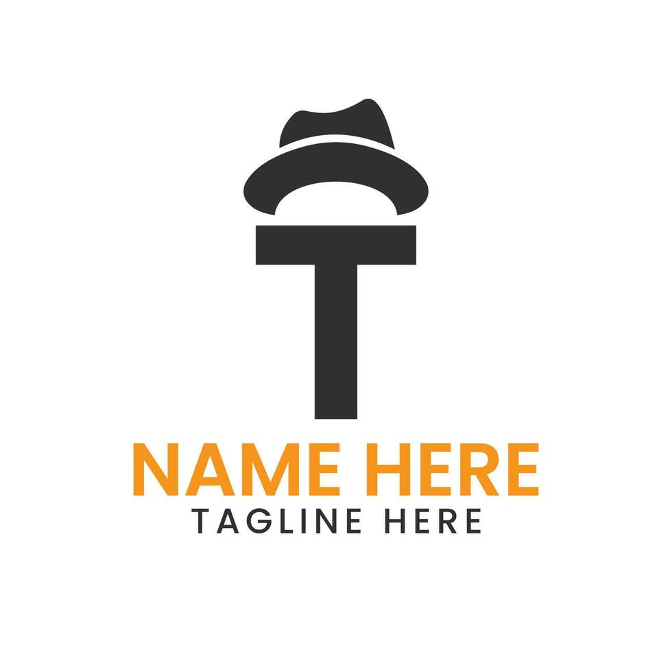 Letter T Gentlemen Hat Logo Design  Concept With Cowboy Hat Icon Template vector