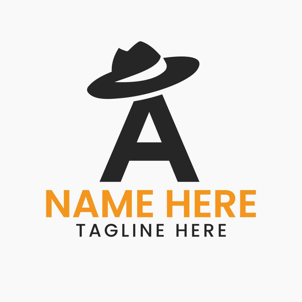 letra un caballeros sombrero logo diseño concepto con vaquero sombrero icono modelo vector