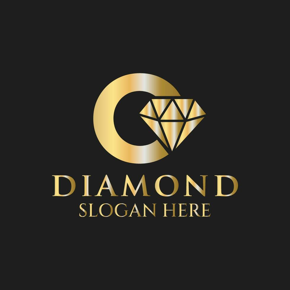 letra o diamante logo diseño. joyería logo con diamante icono vector modelo