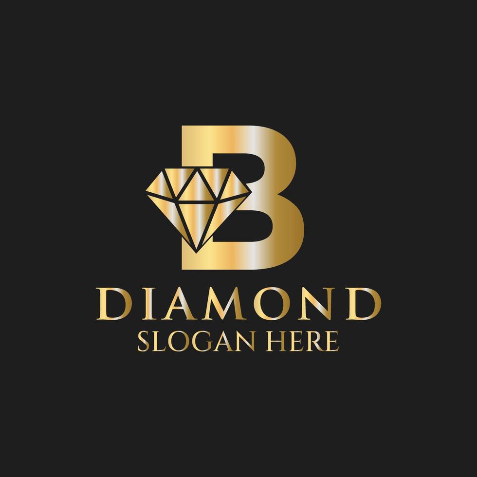 Letter B Diamond Logo Design. Jewelry Logo With Diamond Icon Vector Template