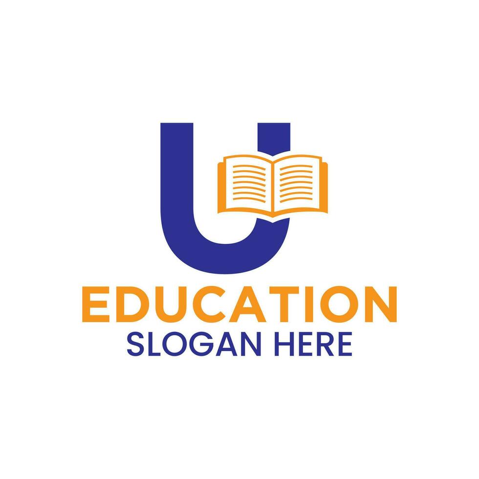 Letter U Education Logo Concept With Open Book Icon Template vector