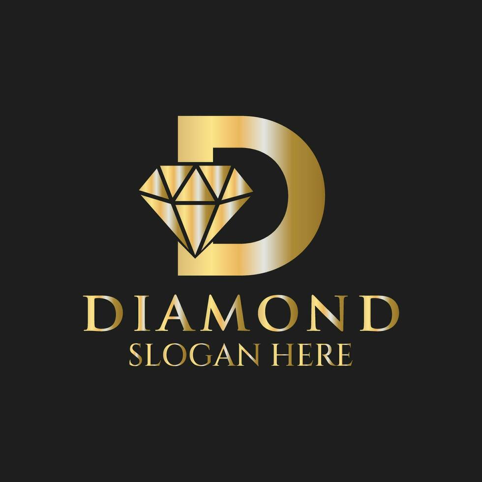 Letter D Diamond Logo Design. Jewelry Logo With Diamond Icon Vector