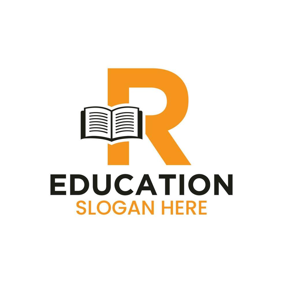 Letter R Education Logo Concept With Open Book Icon Template vector