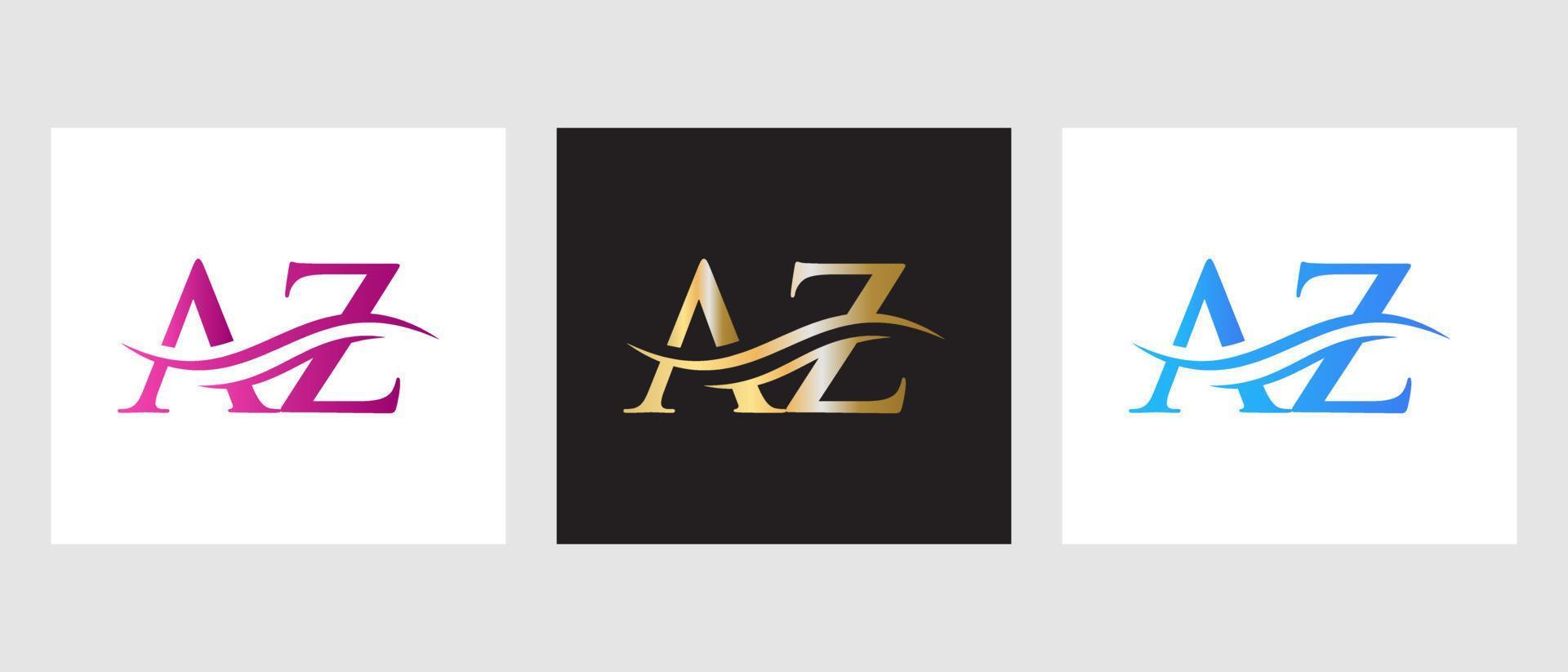 Initial Monogram Letter AZ Logo Design. AZ Logotype Template vector
