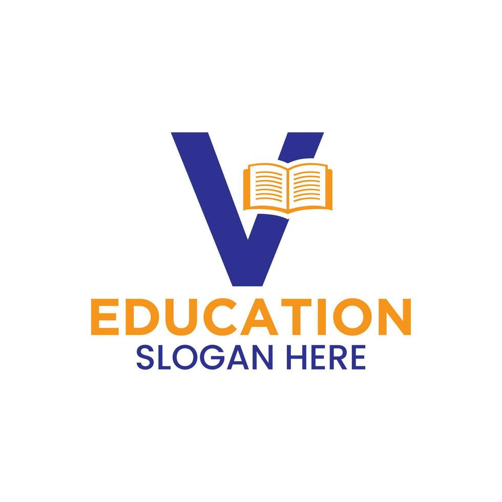 letra v educación logo concepto con abierto libro icono modelo vector