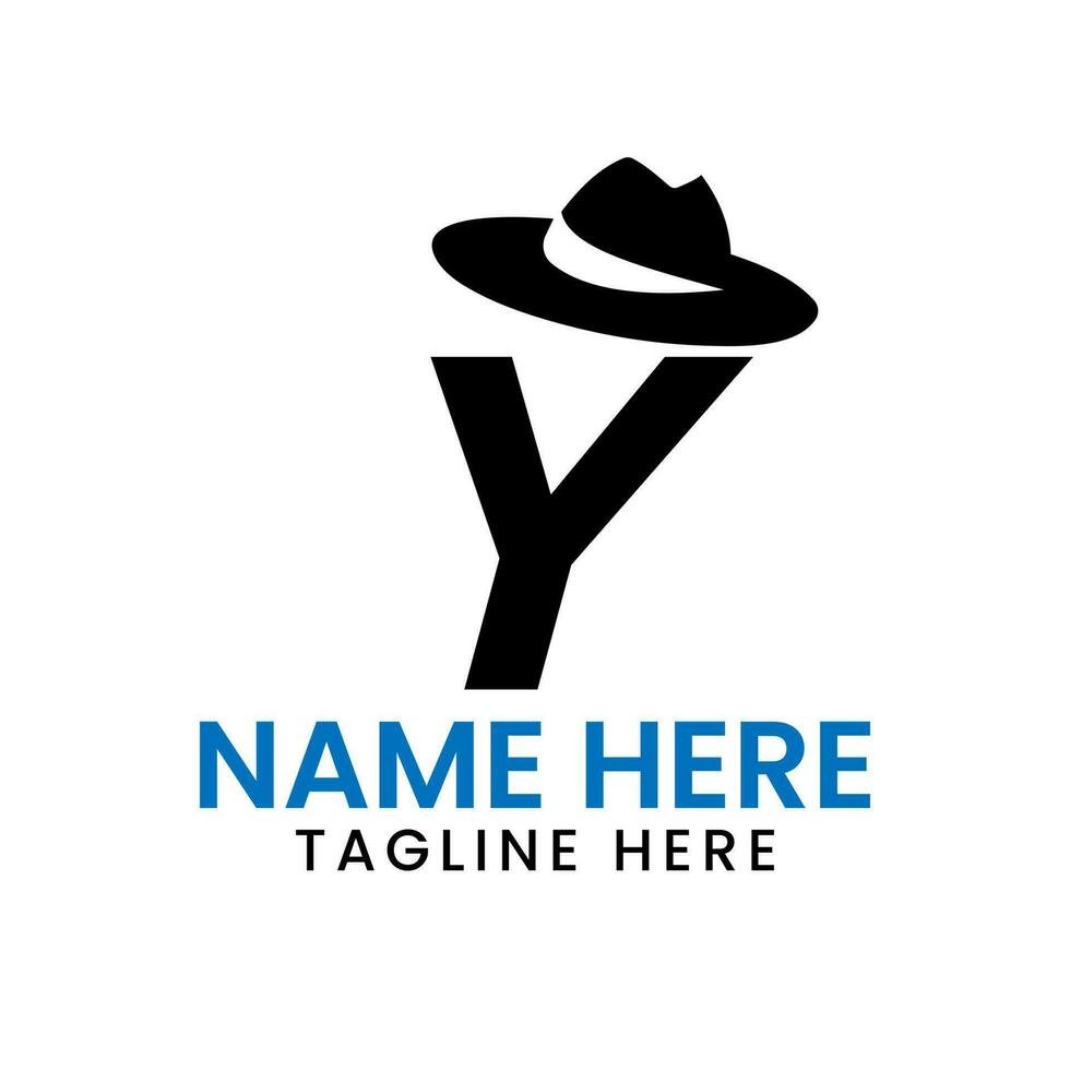 Letter Y Gentlemen Hat Logo Design  Concept With Cowboy Hat Icon Template vector