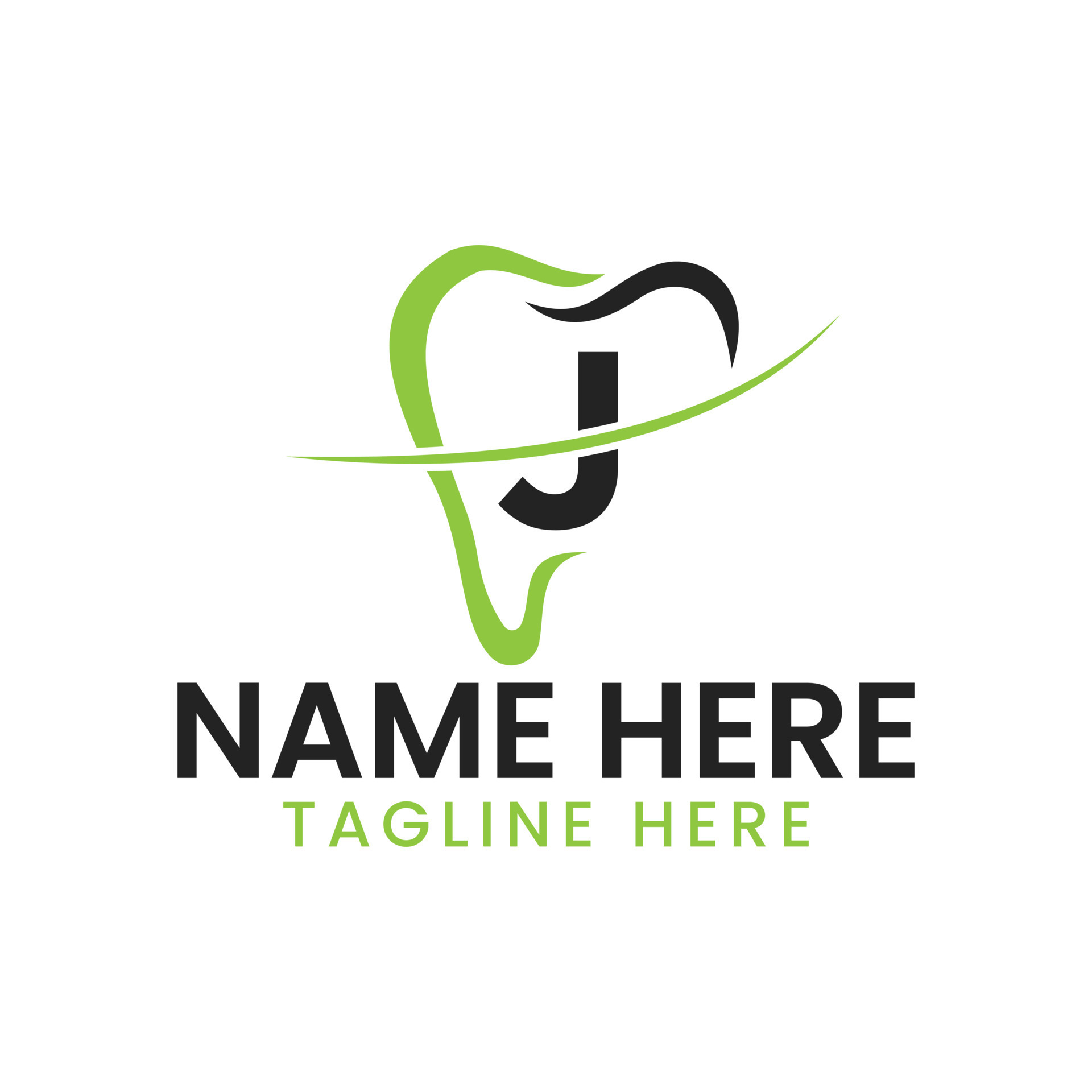 Letter J Dental Logo Concept With Teeth And Smile Icon. Dental Logotype