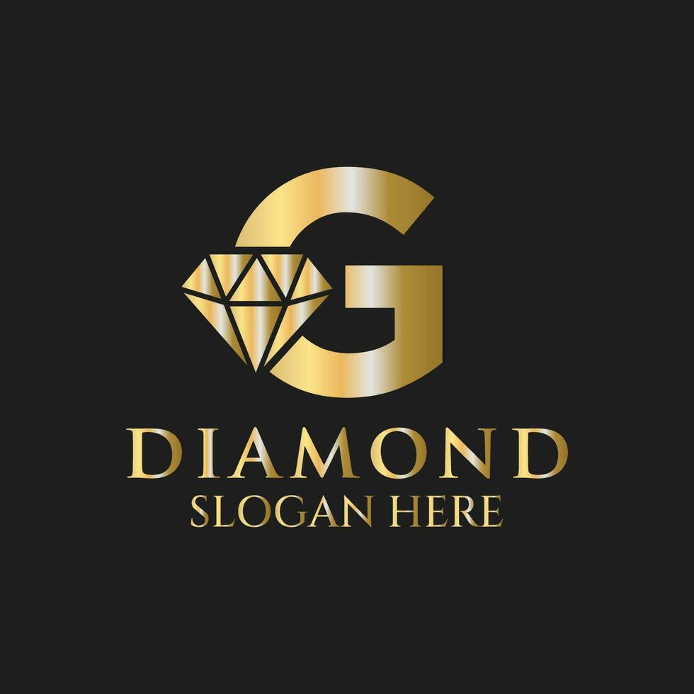 Letter G Diamond Logo Design. Jewelry Logo With Diamond Icon Vector Template