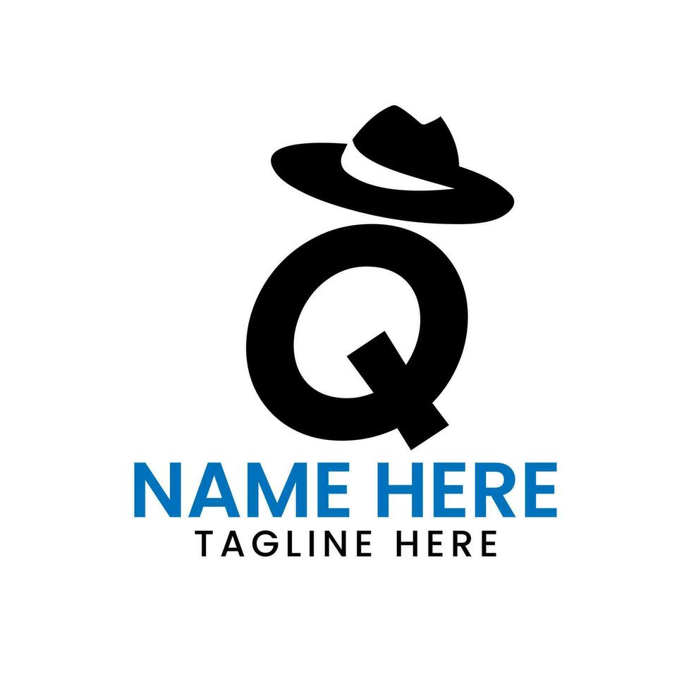 Letter Q Gentlemen Hat Logo Design  Concept With Cowboy Hat Icon Template vector