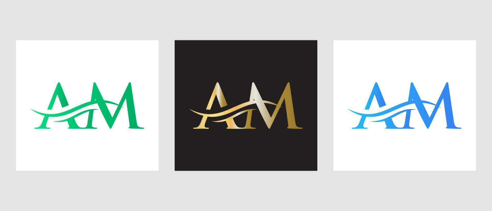 Initial Monogram Letter AM Logo Design. AM Logotype Template vector