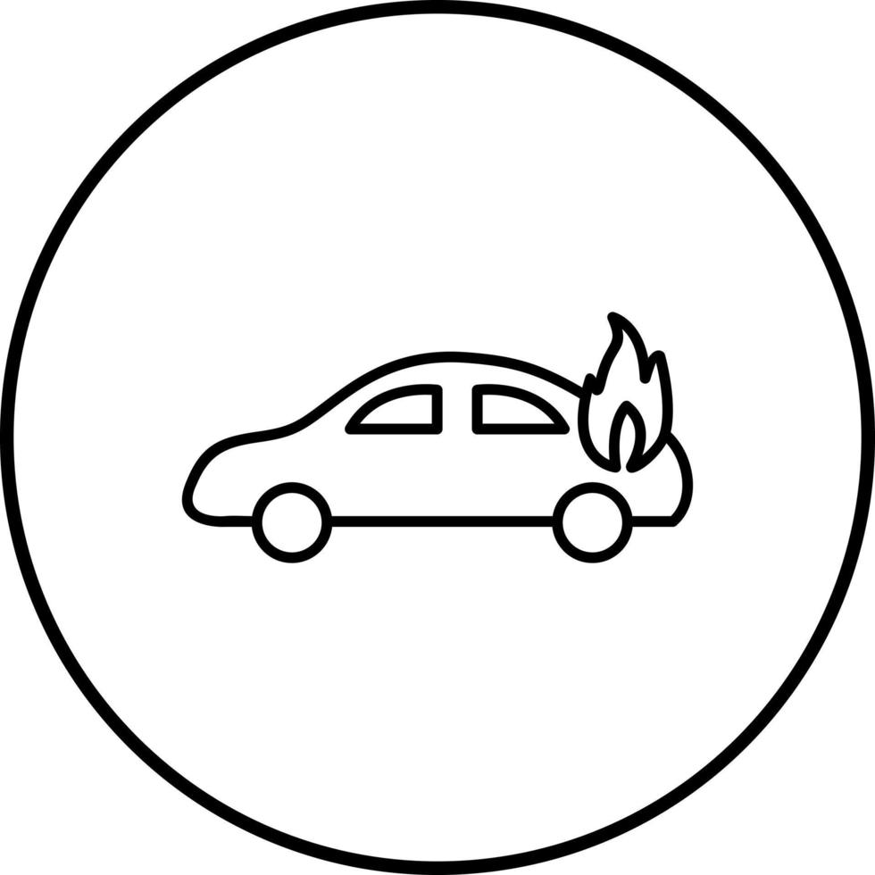 coche único en icono de vector de fuego