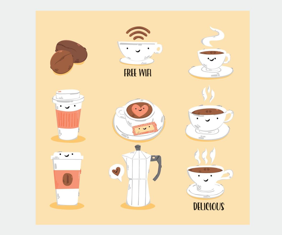 café tienda elementos ilustración vector