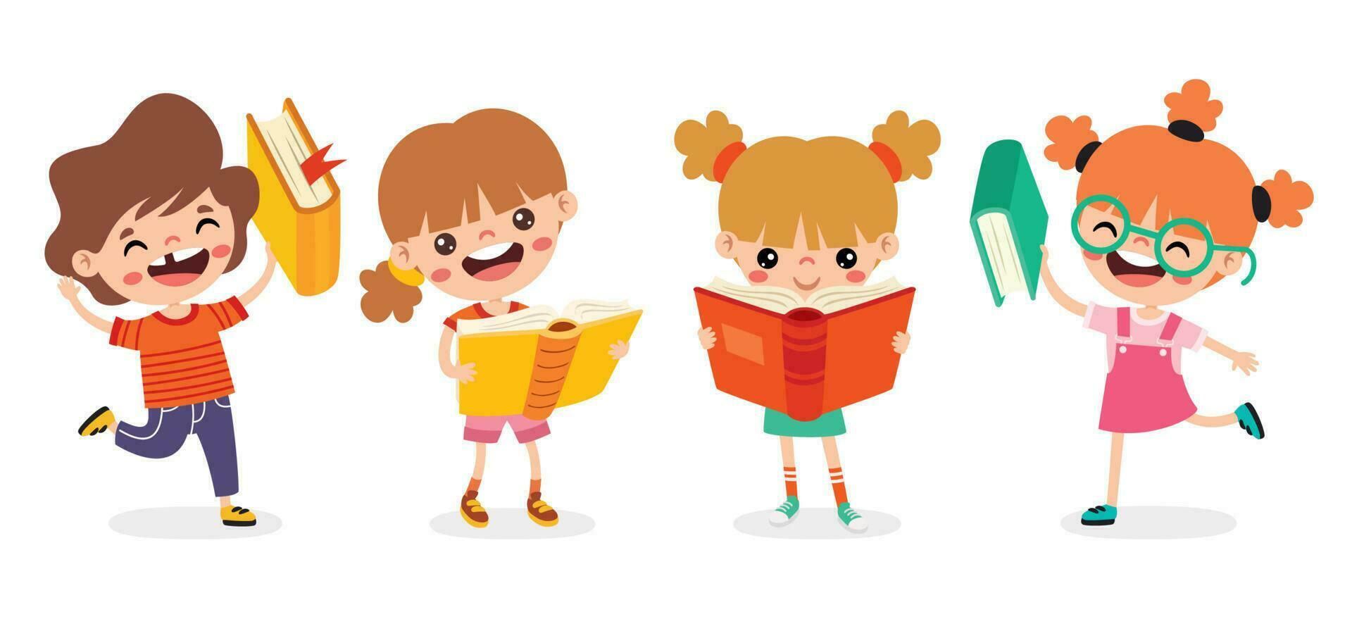 ilustración de niños leyendo libro vector