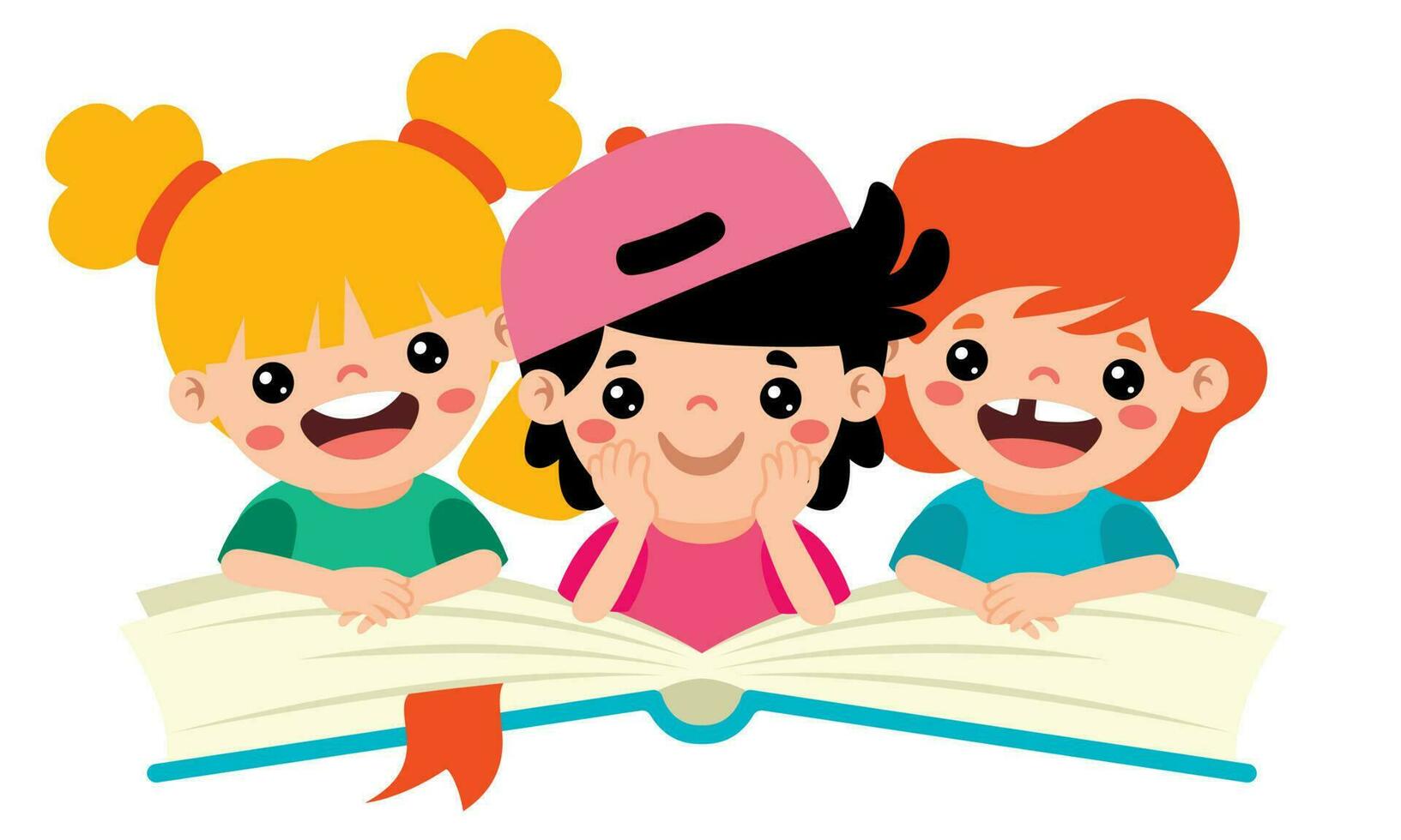 ilustración de niños leyendo libro vector