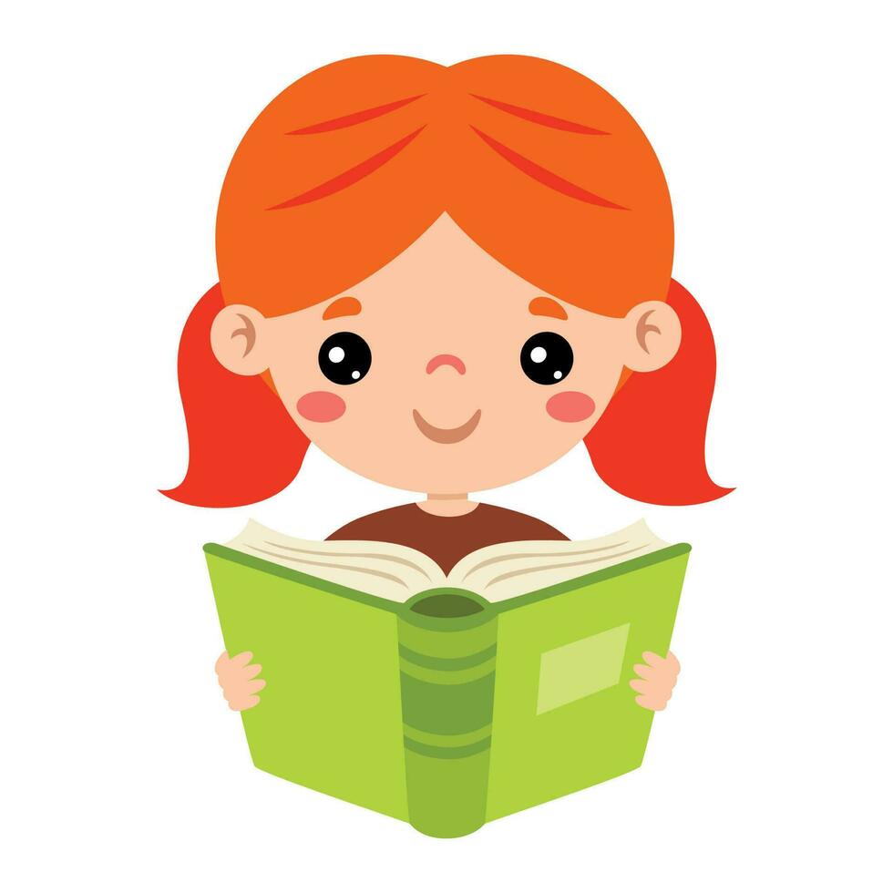 ilustración de niño leyendo libro vector
