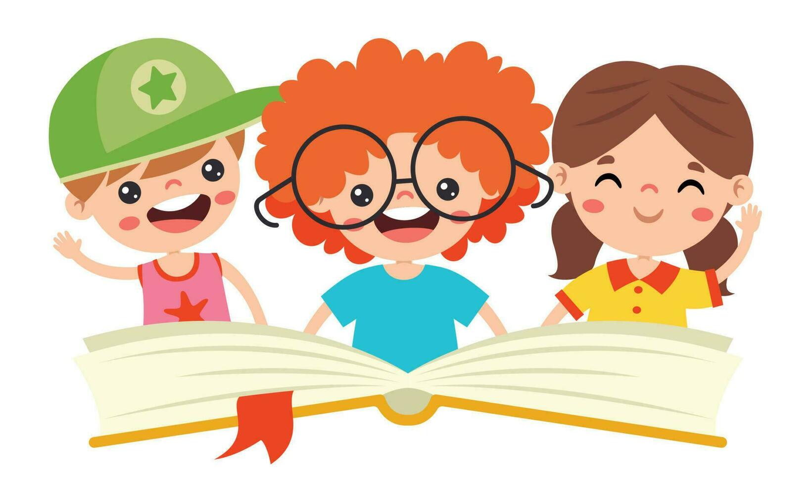 ilustración de niños leyendo libro vector