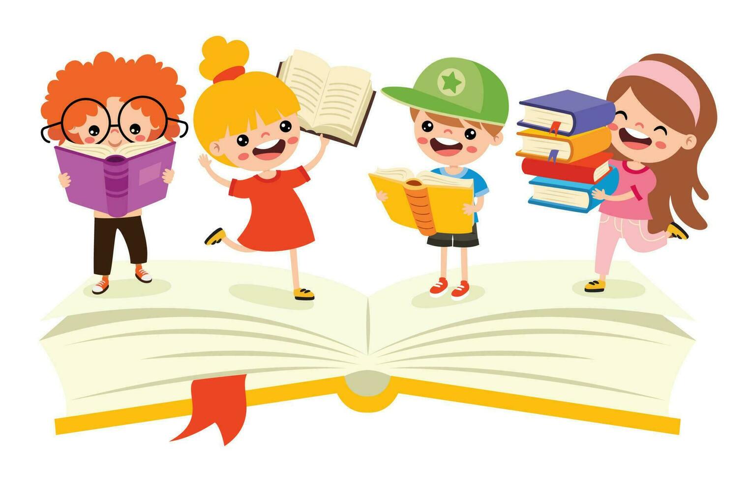 Illustration Of Kids Reading Book vector