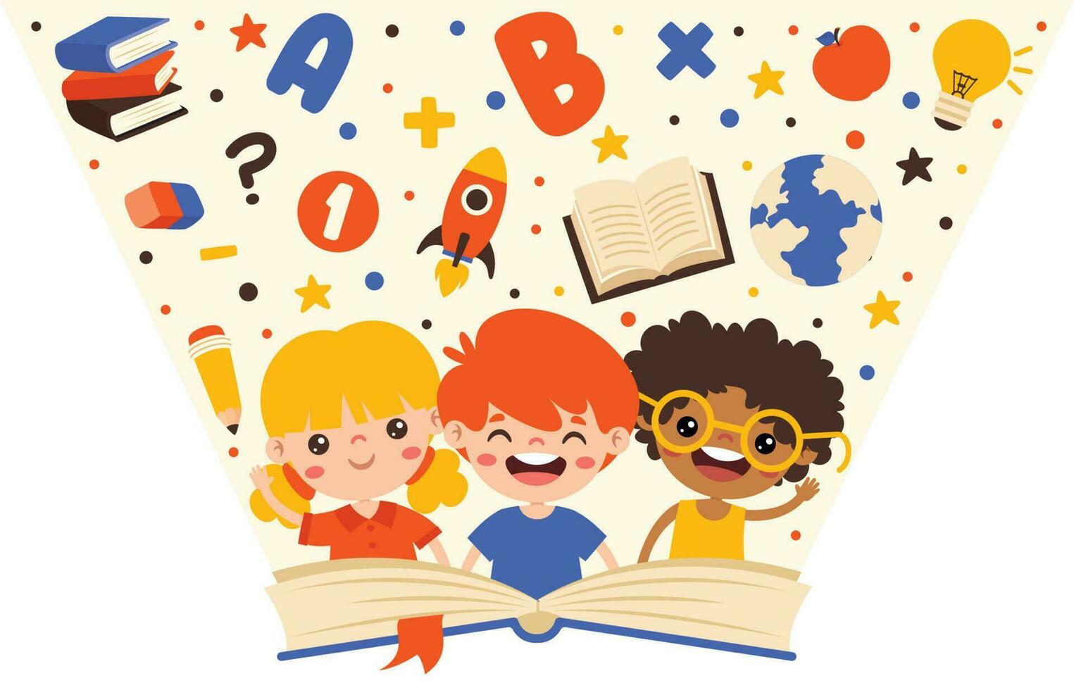 Illustration Of Kids Reading Book vector