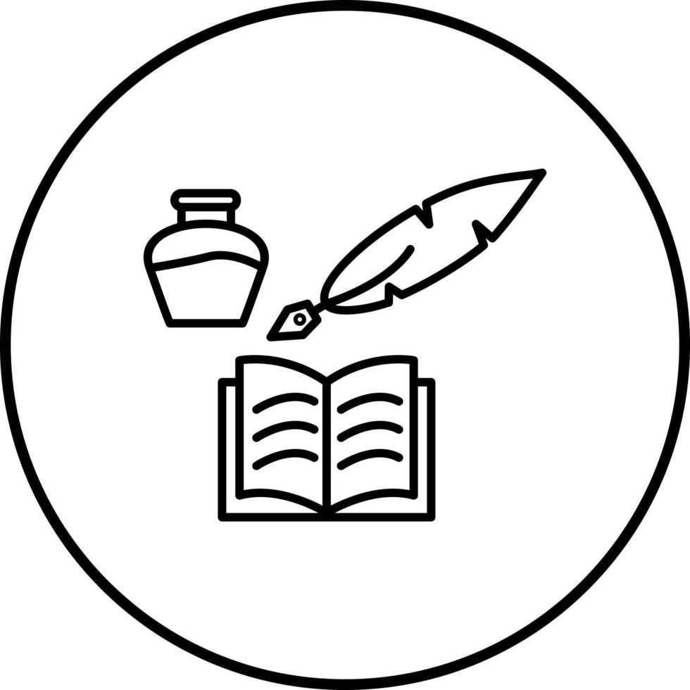 icono de vector de pluma y libro único