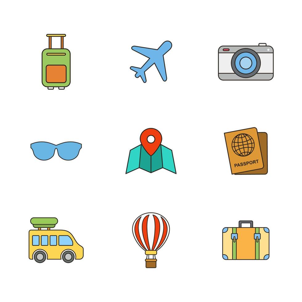 Traveling icon set vector design templates
