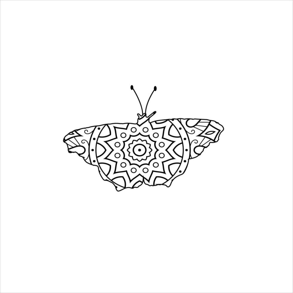 Vector cute butterfly mandala coloring page