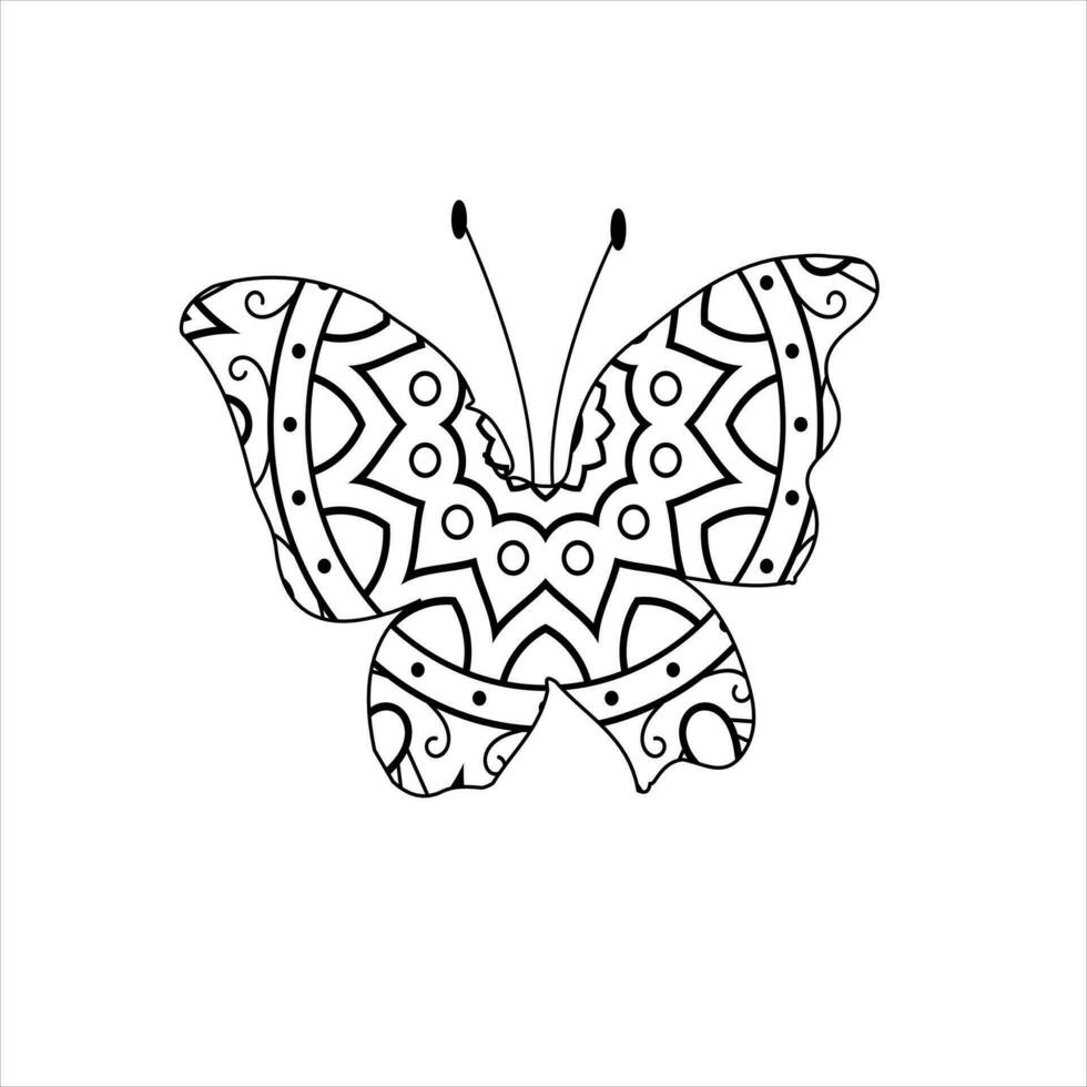 Vector cute butterfly mandala coloring page