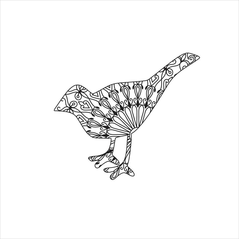 Vector bird mandala coloring page