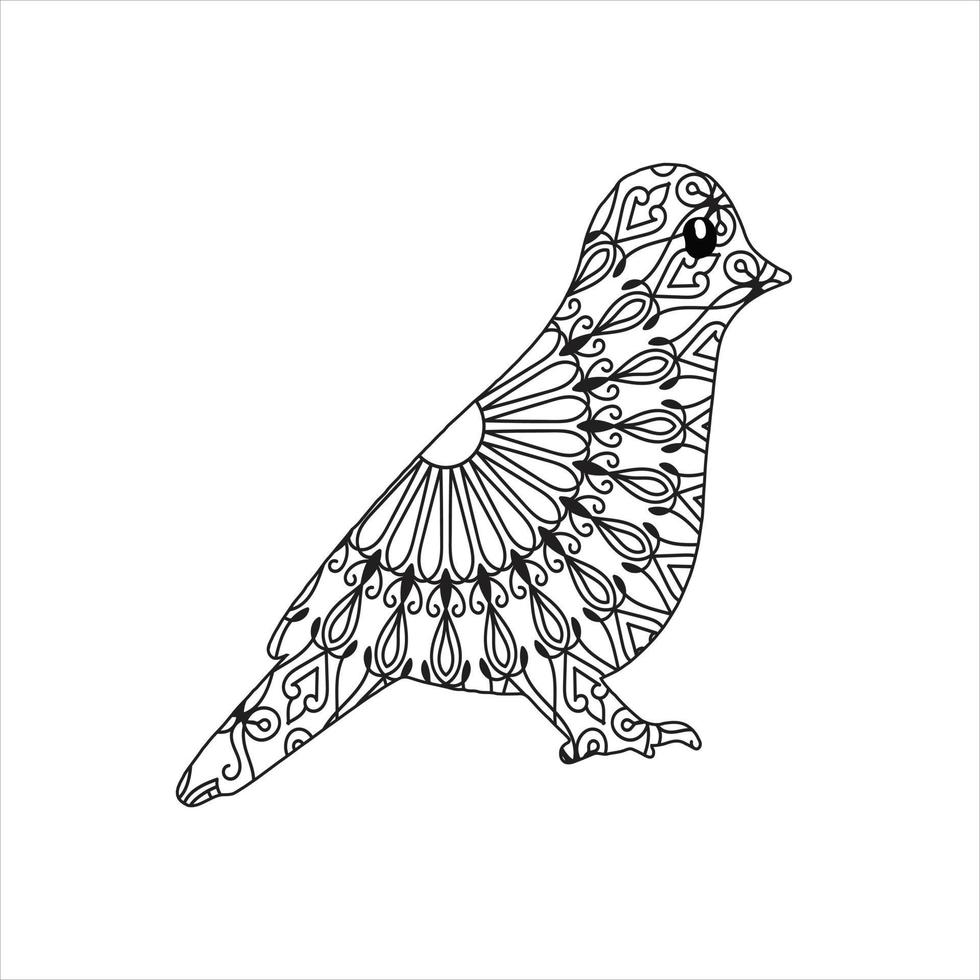 Vector bird mandala coloring page