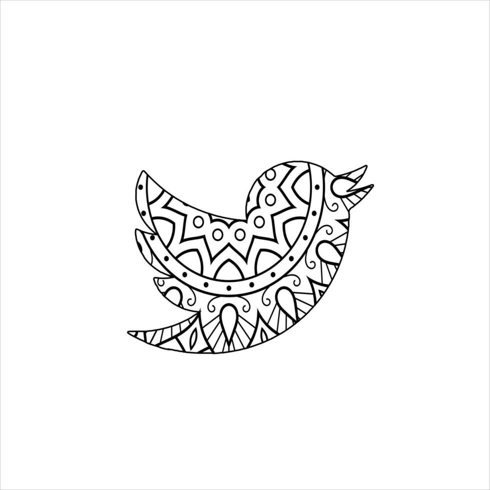 Vector bird mandala coloring page