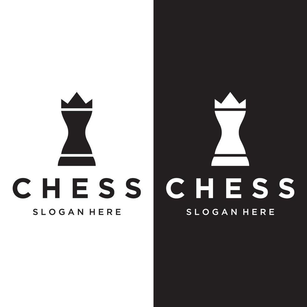 Chess strategy game Logo template with horse, king, pawn and rook. Logos for tournaments, chess teams and games. vector