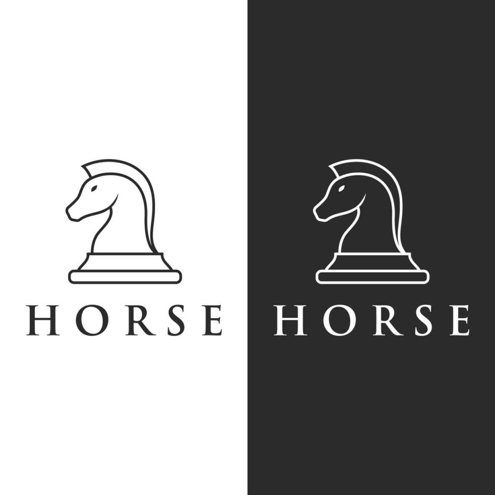 Chess strategy game Logo template with horse, king, pawn and rook. Logos for tournaments, chess teams and games. vector