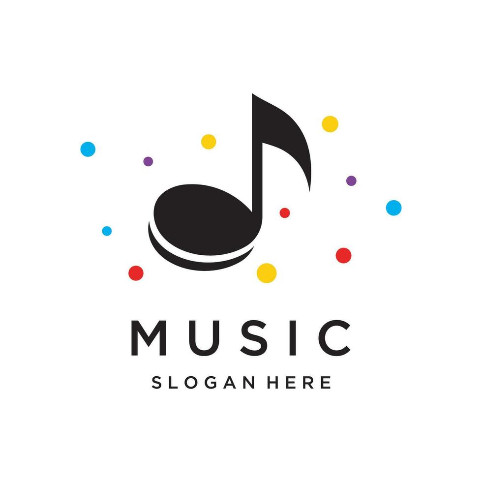 Creative musical note logo template abstract design for vocal , music , course, choir, singer ,education , concert. vector