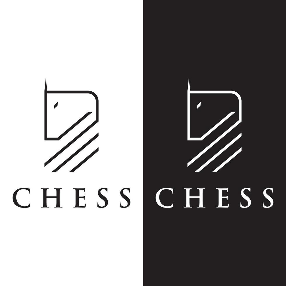 Chess strategy game Logo template with horse, king, pawn and rook. Logos for tournaments, chess teams and games. vector