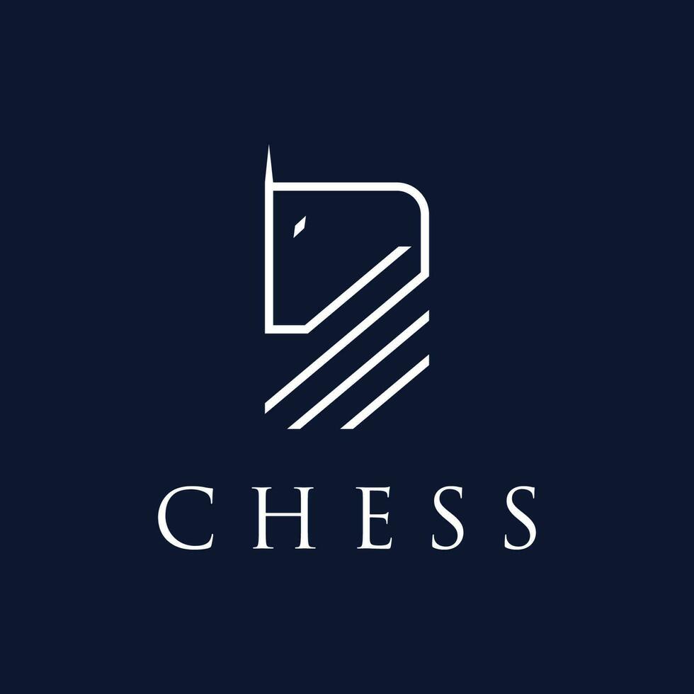 Chess strategy game Logo template with horse, king, pawn and rook. Logos for tournaments, chess teams and games. vector