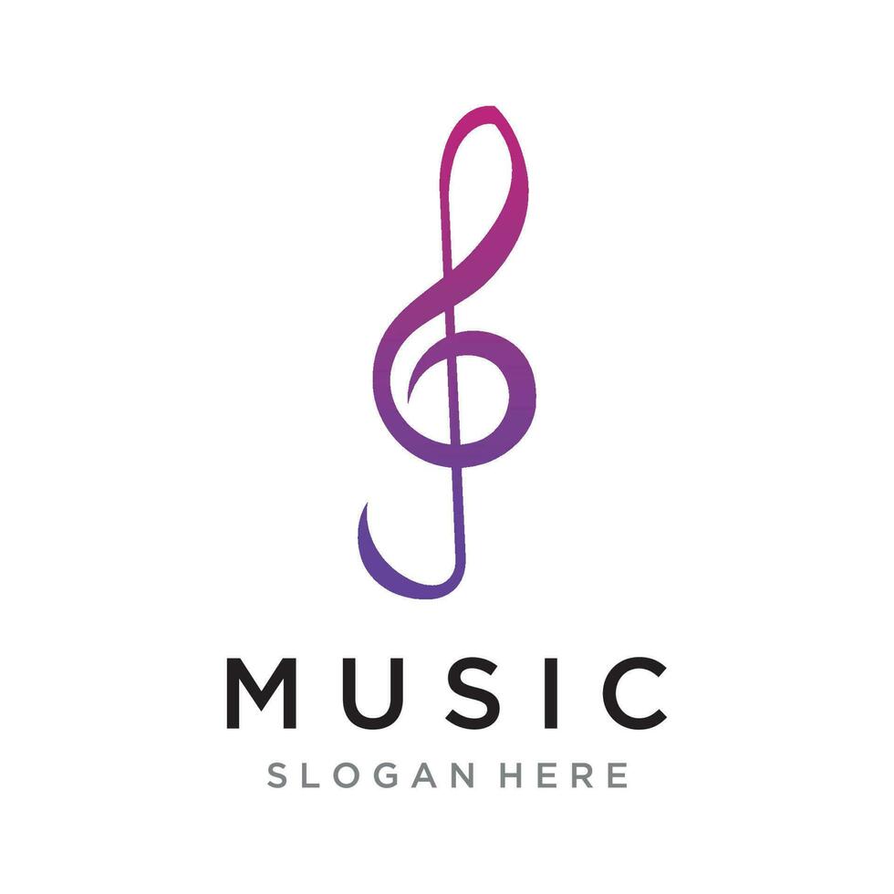 Creative musical note logo template abstract design for vocal , music , course, choir, singer ,education , concert. vector