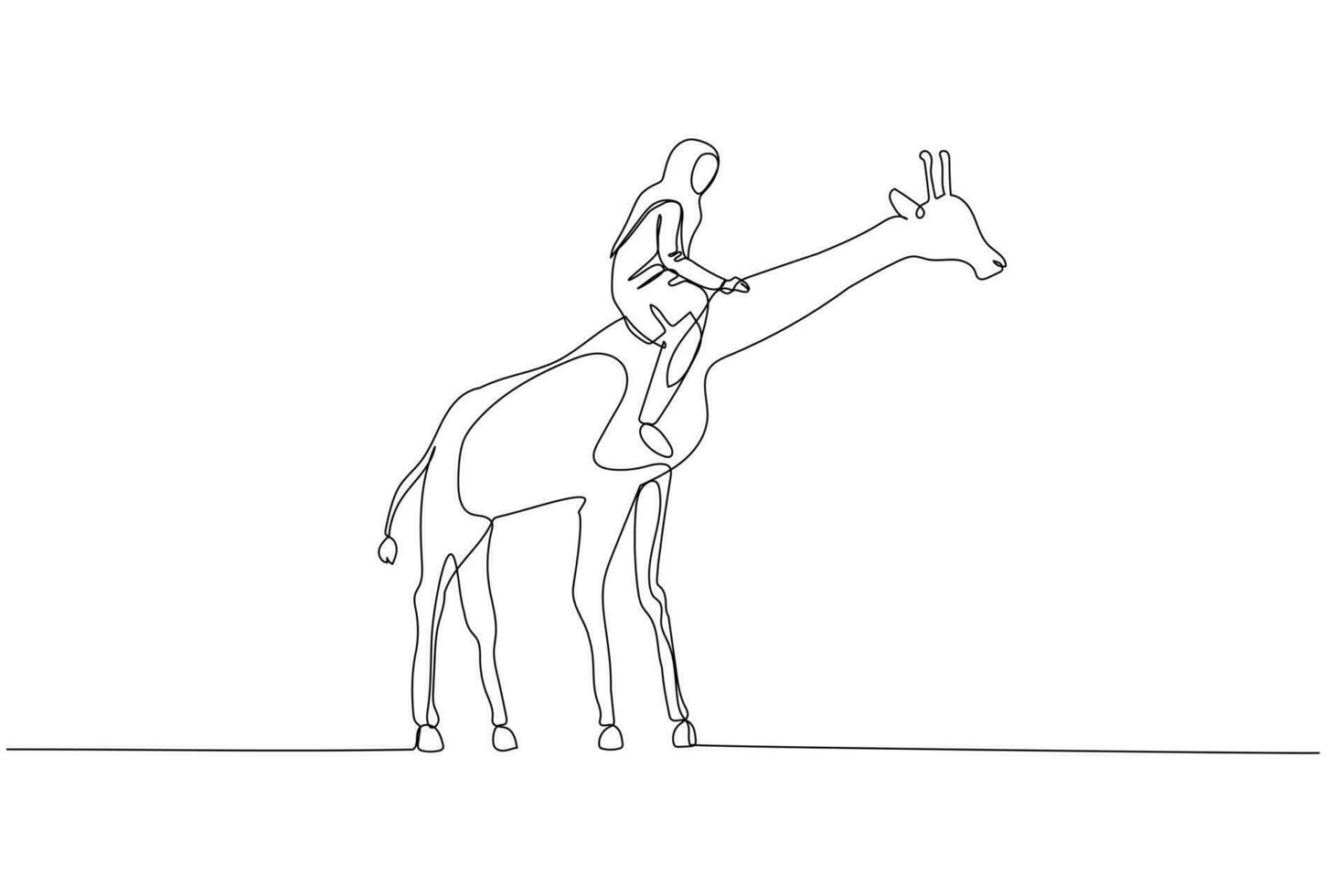 muslim woman riding giraffe concept of business leader ready to reach higher level vector